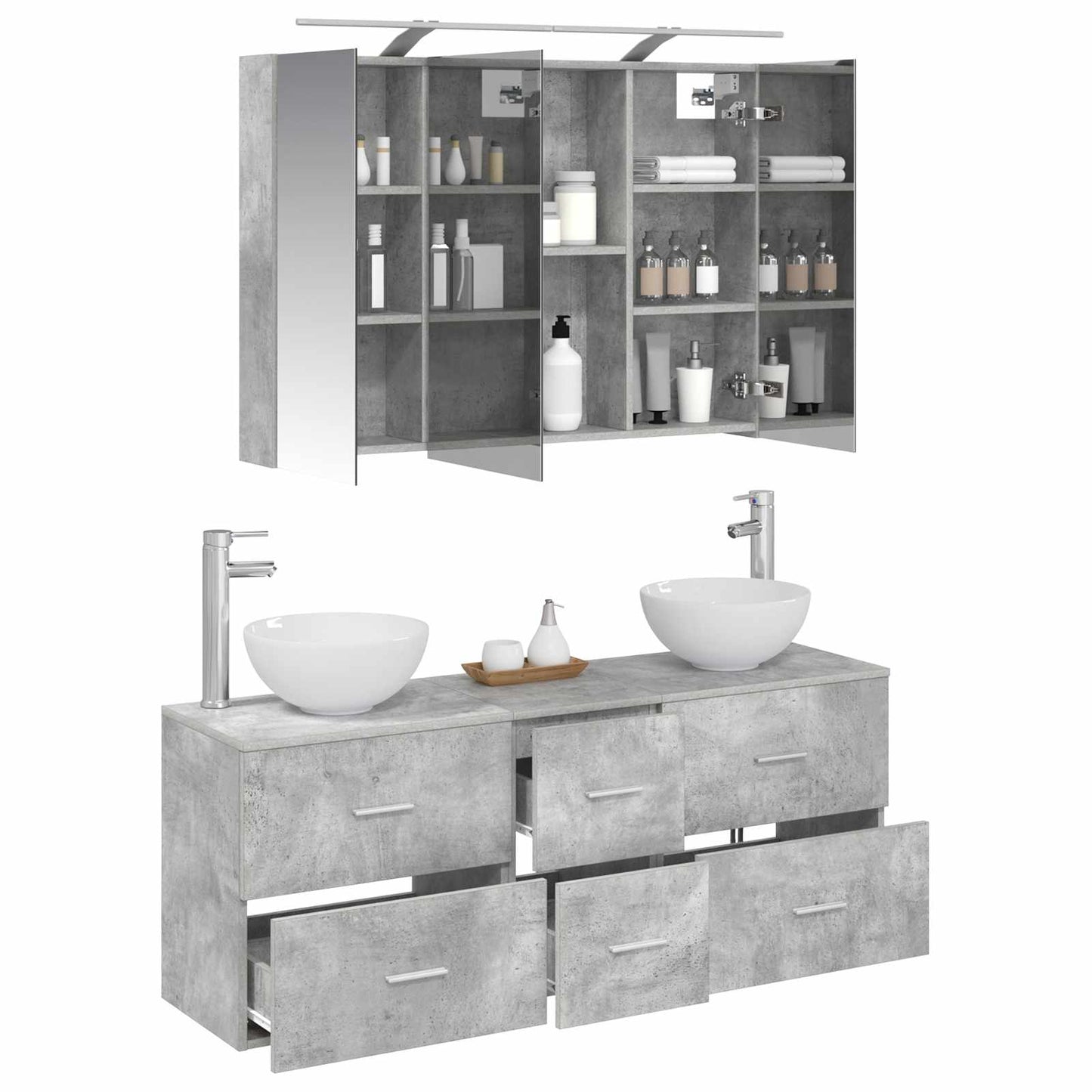 Bathroom Furniture Set 4 pcs Concrete Grey