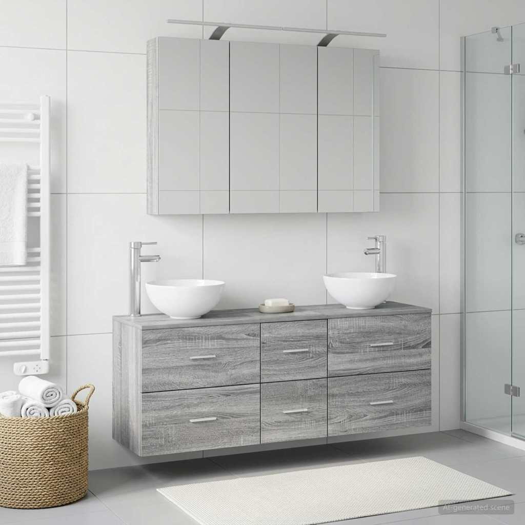 Bathroom Furniture Set 4 pcs Grey Sonoma