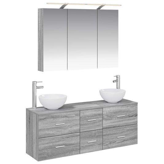 Bathroom Furniture Set 4 pcs Grey Sonoma