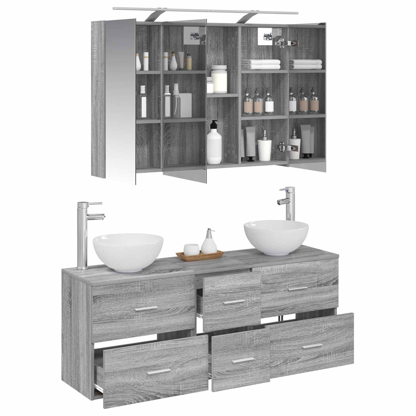 Bathroom Furniture Set 4 pcs Grey Sonoma
