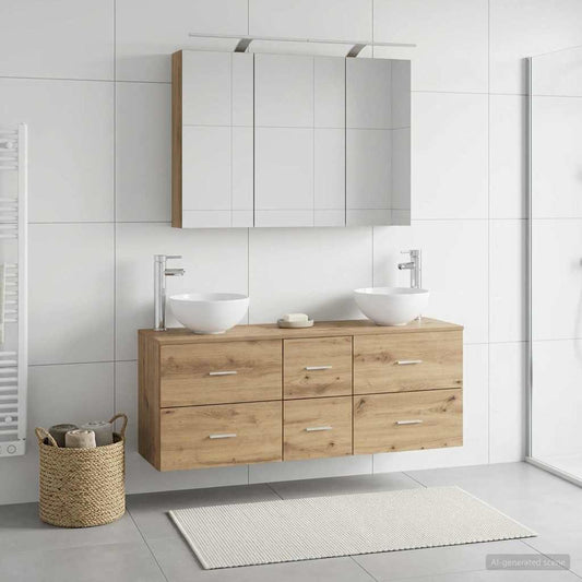 Bathroom Furniture Set 4 pcs Artisan Oak 100 x 14.5 x 70 cm