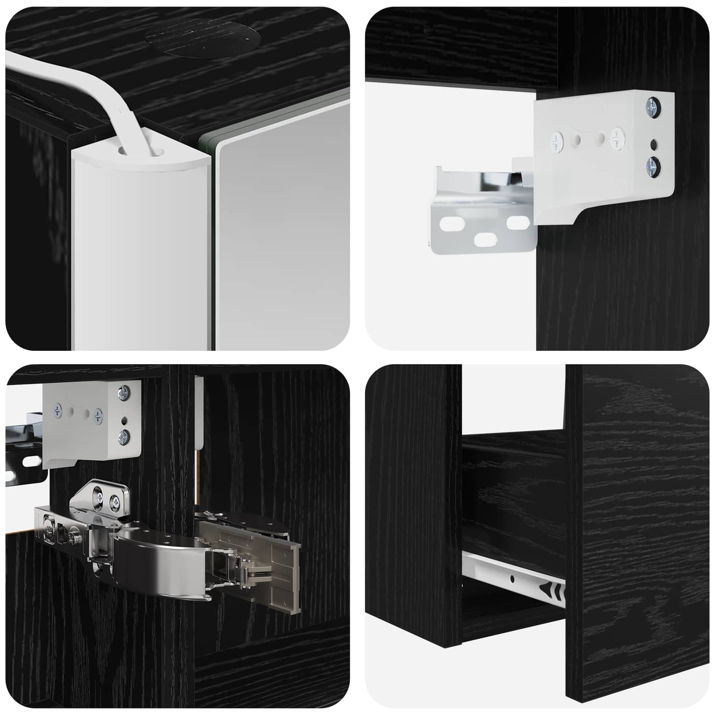 Bathroom Furniture Set 4 pcs Black Oak