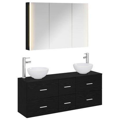 Bathroom Furniture Set 4 pcs Black Oak