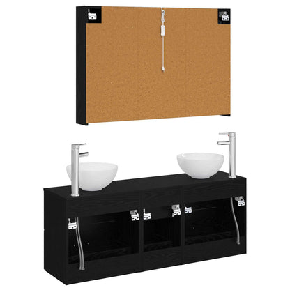 Bathroom Furniture Set 4 pcs Black Oak