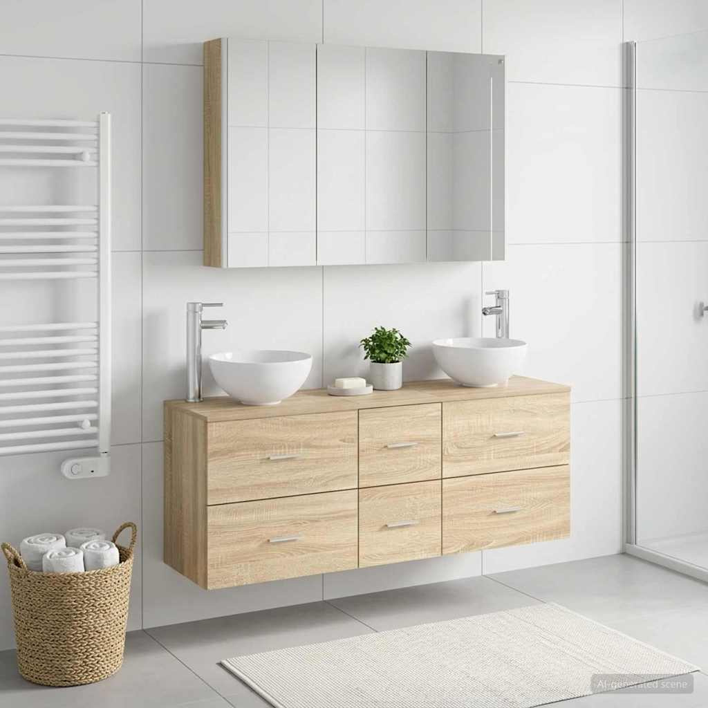 Bathroom Furniture Set 4 pcs Sonoma Oak