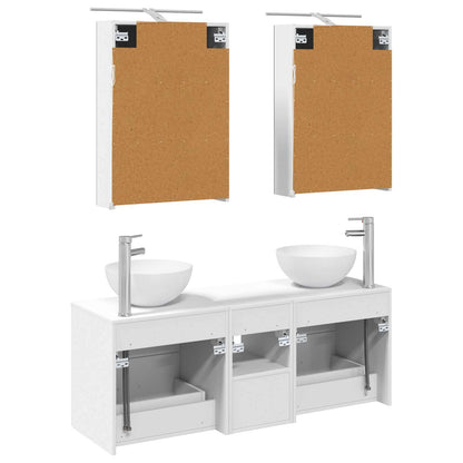Bathroom Furniture Set 5 pcs White Engineered Wood and Glass