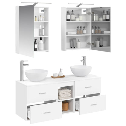 Bathroom Furniture Set 5 pcs White Engineered Wood and Glass