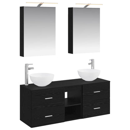 Bathroom Furniture Set 5 pcs Black Oak