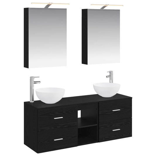 Bathroom Furniture Set 5 pcs Black Oak