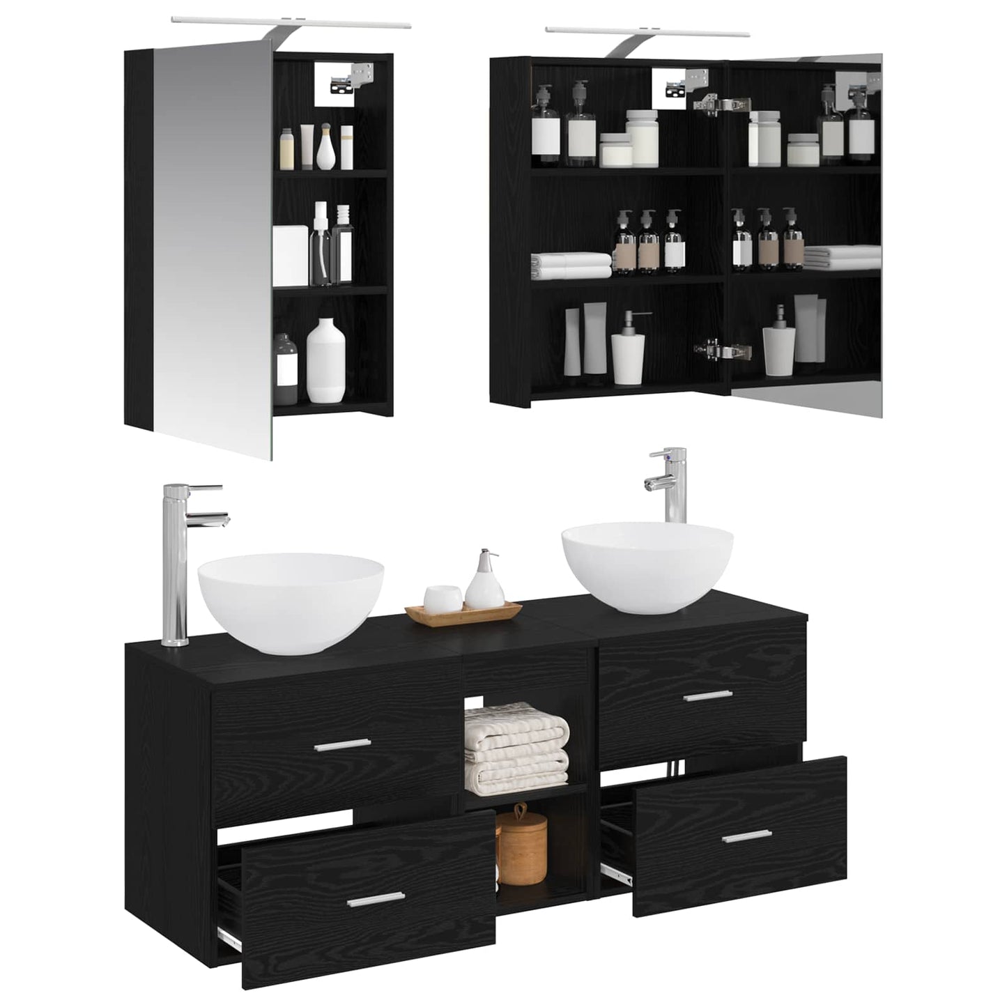 Bathroom Furniture Set 5 pcs Black Oak