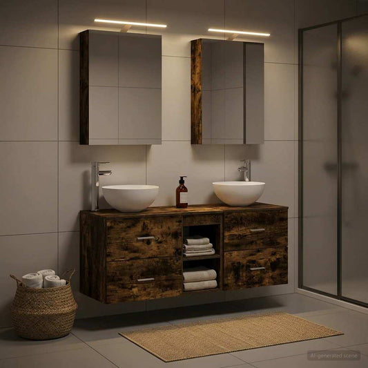 Bathroom Furniture Set 5 pcs Smoked Oak