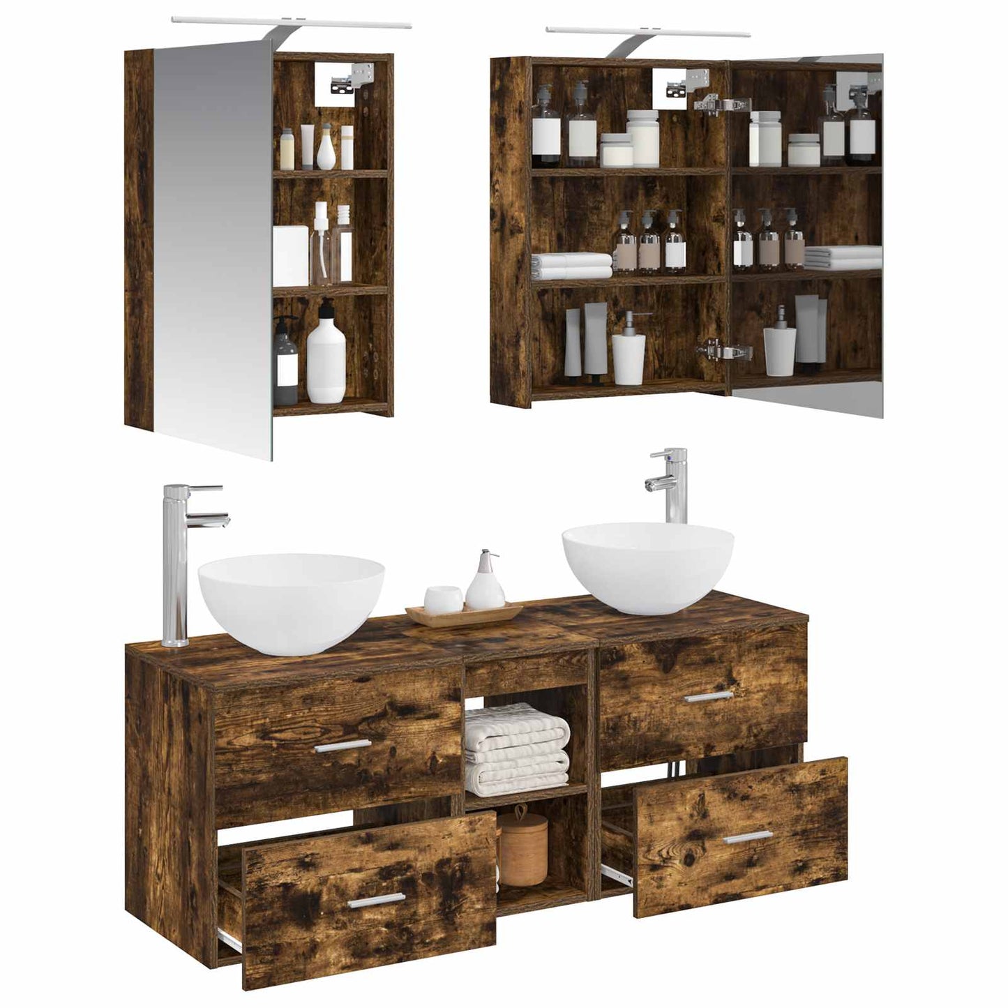 Bathroom Furniture Set 5 pcs Smoked Oak