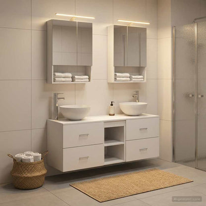 Bathroom Furniture Set 5 pcs White Engineered Wood and Glass