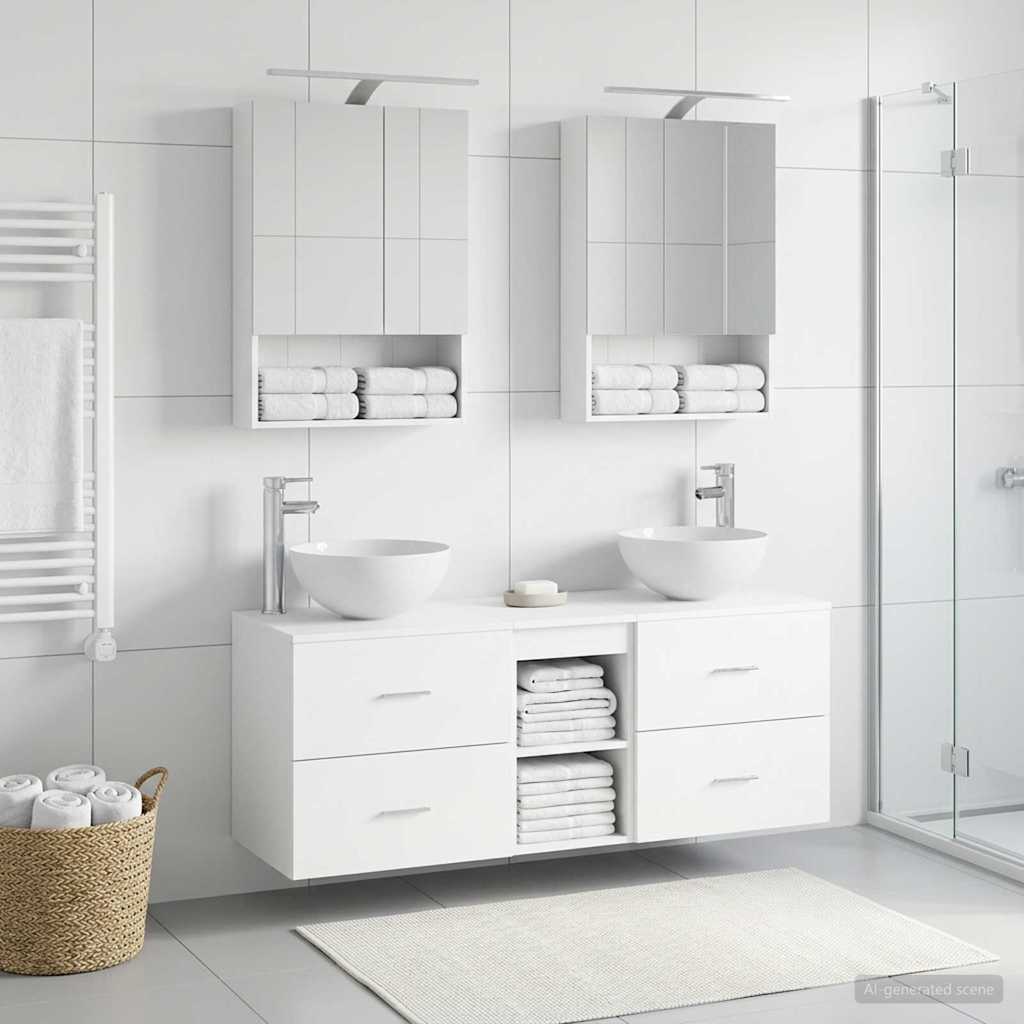 Bathroom Furniture Set 5 pcs White Engineered Wood and Glass
