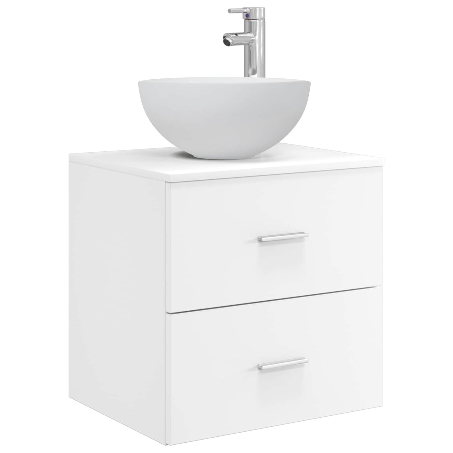 Bathroom Furniture Set 5 pcs White Engineered Wood and Glass