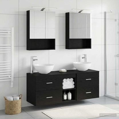 Bathroom Furniture Set 5 pcs Black Oak