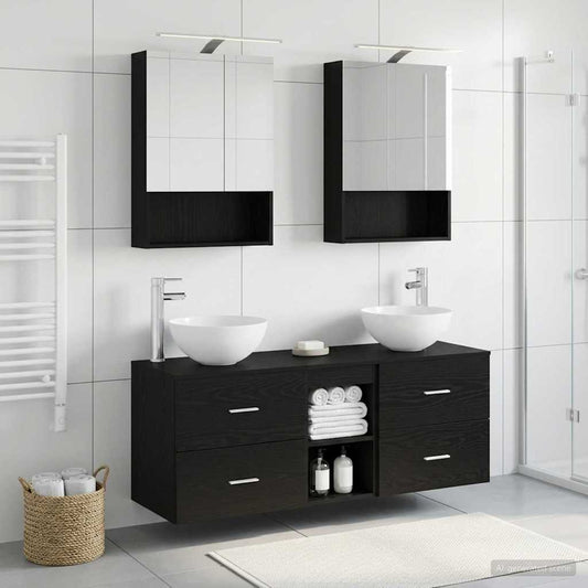Bathroom Furniture Set 5 pcs Black Oak