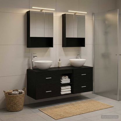 Bathroom Furniture Set 5 pcs Black Oak