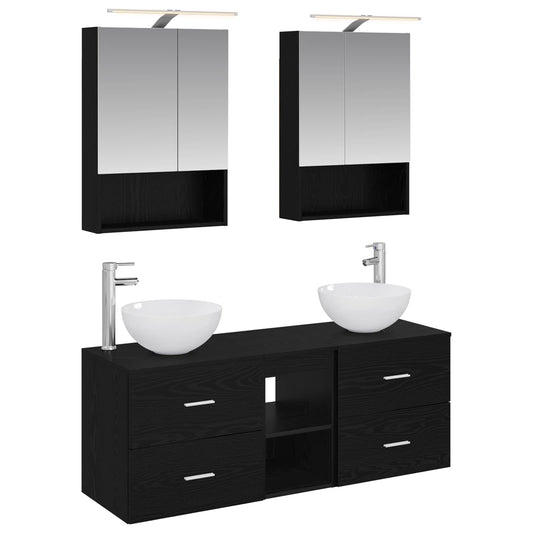 Bathroom Furniture Set 5 pcs Black Oak