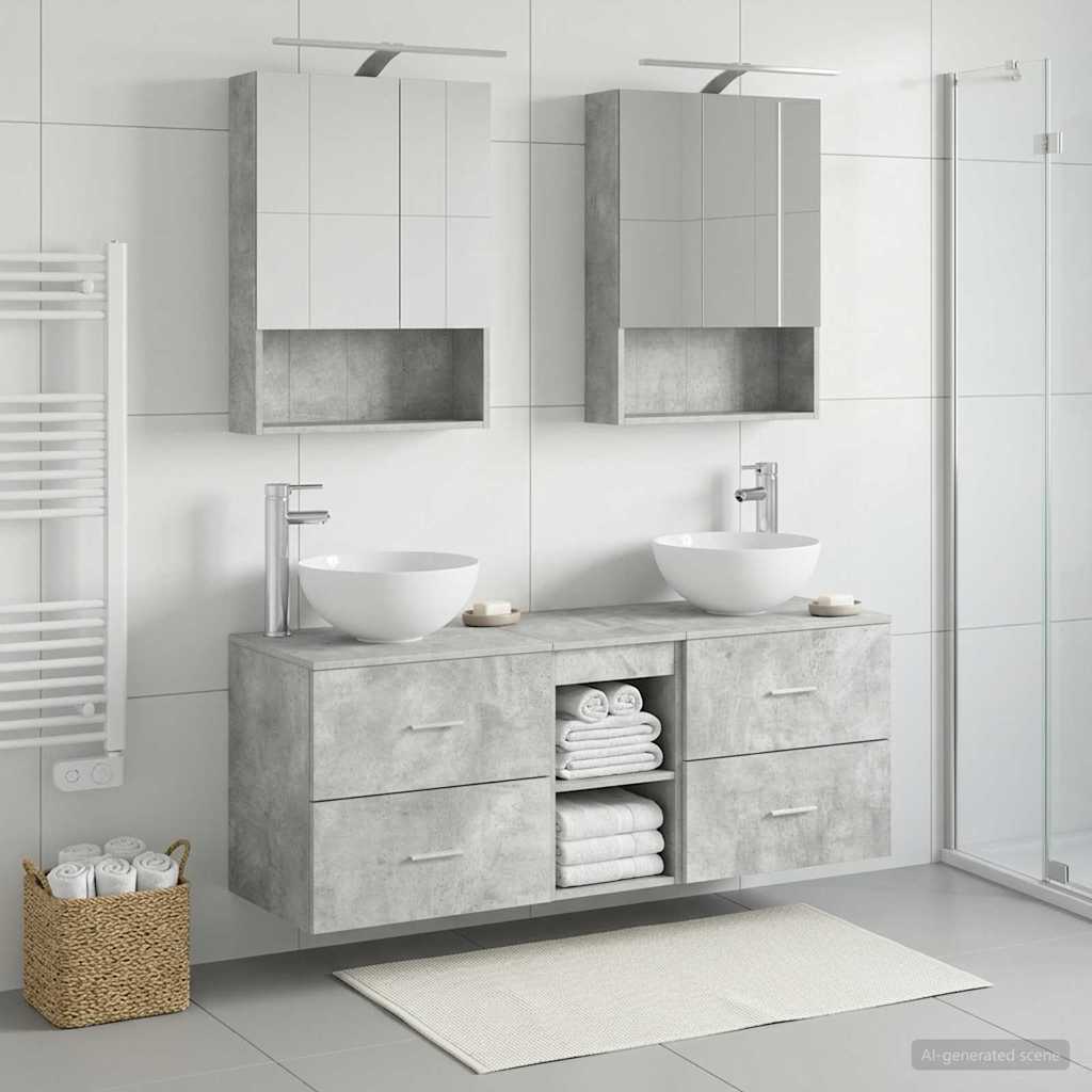 Bathroom Furniture Set 5 pcs Concrete Grey