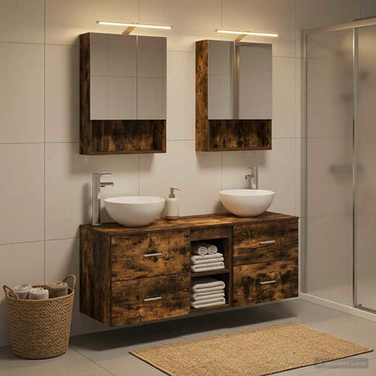Bathroom Furniture Set 5 pcs Smoked Oak