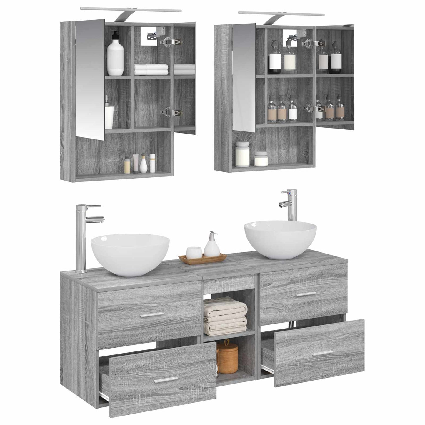 Bathroom Furniture Set 5 pcs Grey Sonoma