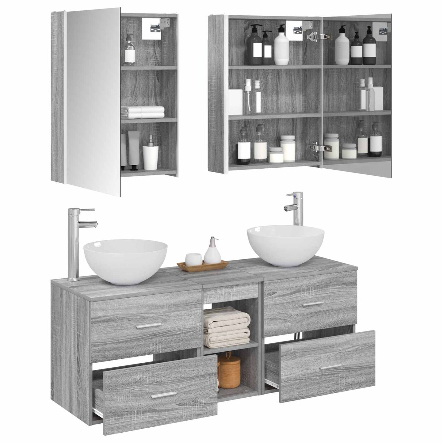 Bathroom Furniture Set 5 pcs Grey Sonoma