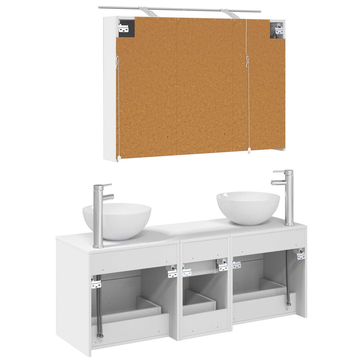 Bathroom Furniture Set 4 pcs White Engineered Wood and Glass