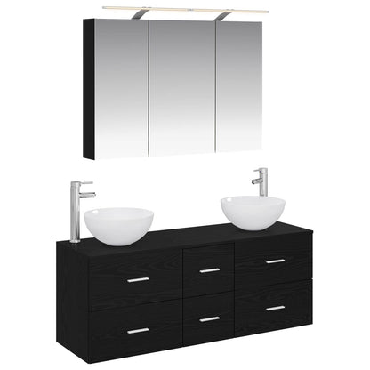 Bathroom Furniture Set 4 pcs Black Oak