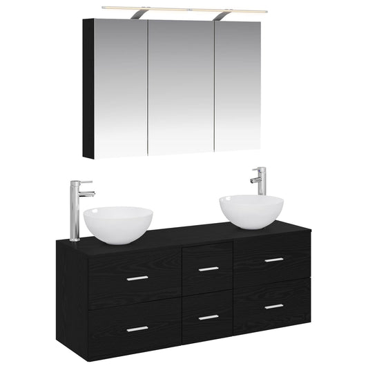 Bathroom Furniture Set 4 pcs Black Oak