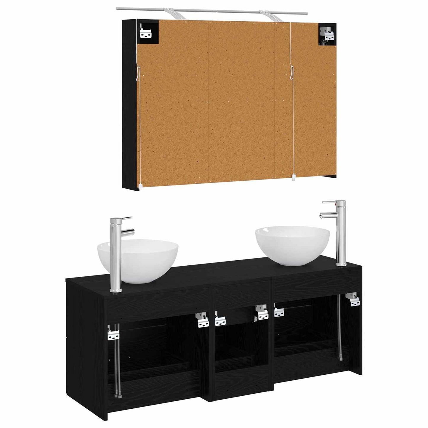 Bathroom Furniture Set 4 pcs Black Oak
