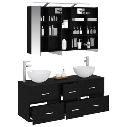 Bathroom Furniture Set 4 pcs Black Oak