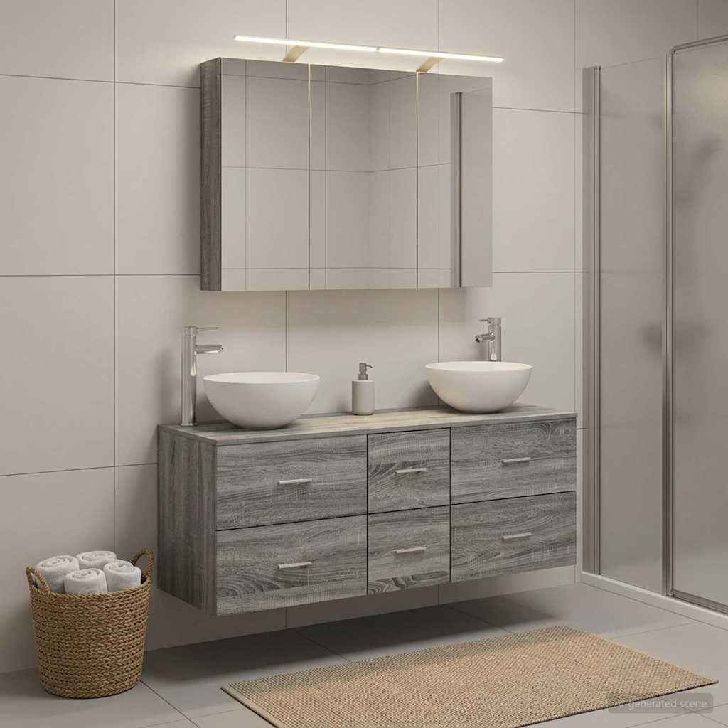 Bathroom Furniture Set 4 pcs Grey Sonoma