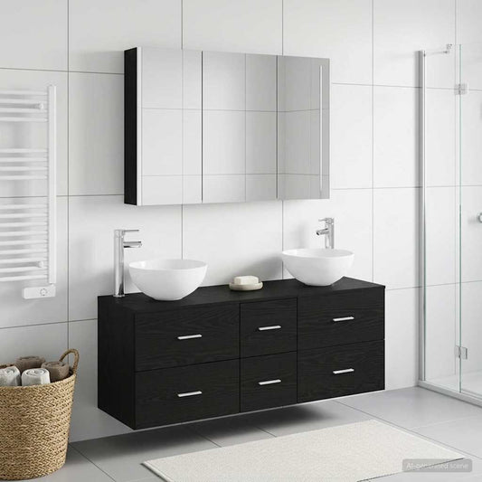 Bathroom Furniture Set 4 pcs Black Oak