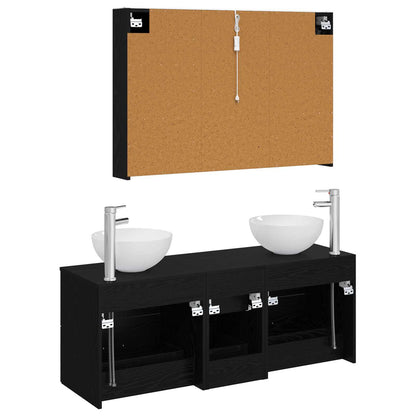 Bathroom Furniture Set 4 pcs Black Oak
