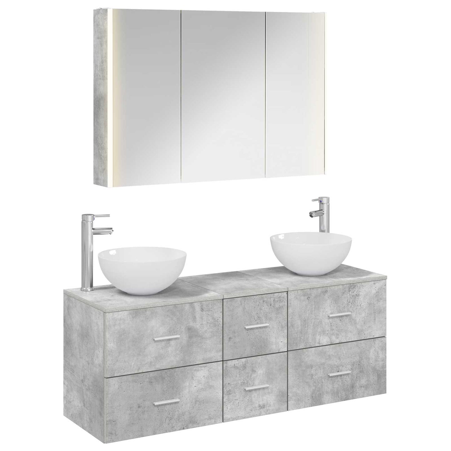 Bathroom Furniture Set 4 pcs Concrete Grey
