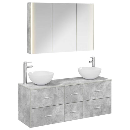 Bathroom Furniture Set 4 pcs Concrete Grey