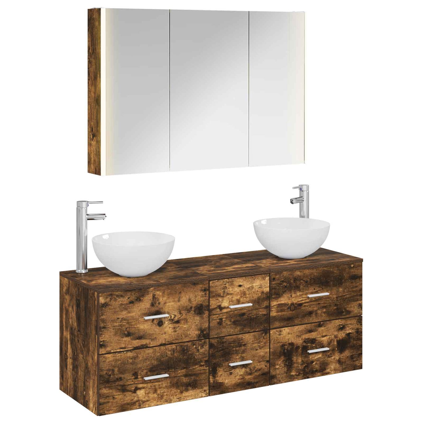 Bathroom Furniture Set 4 pcs Smoked Oak