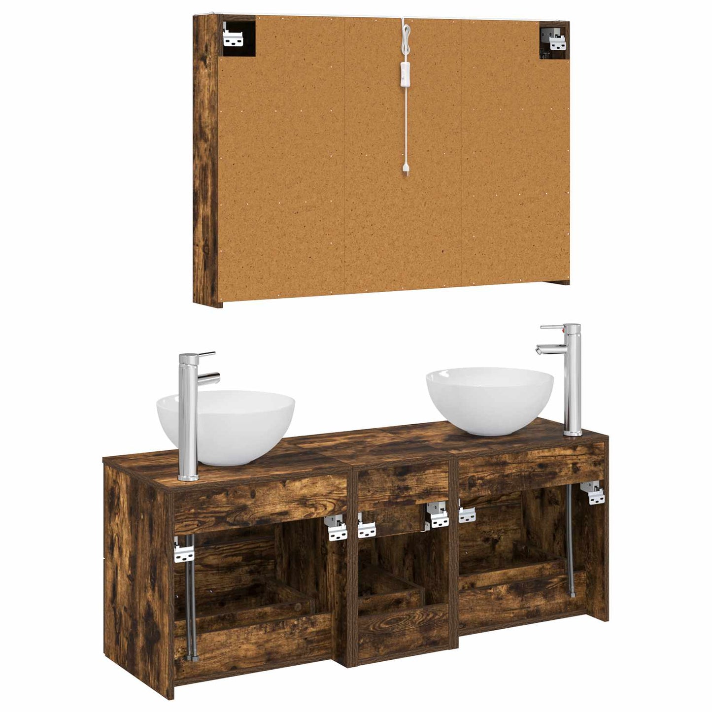 Bathroom Furniture Set 4 pcs Smoked Oak