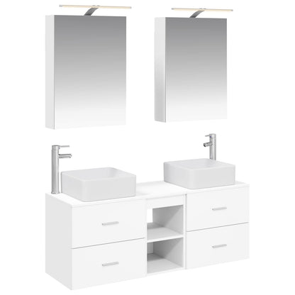 Bathroom Furniture Set 5 pcs White Engineered Wood and Glass