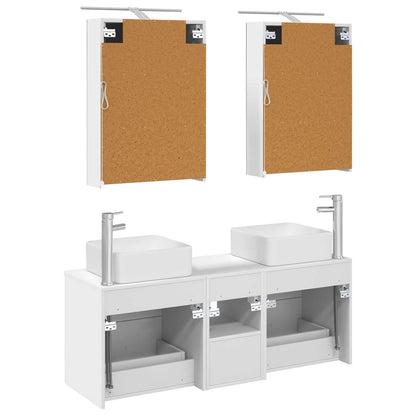 Bathroom Furniture Set 5 pcs White Engineered Wood and Glass