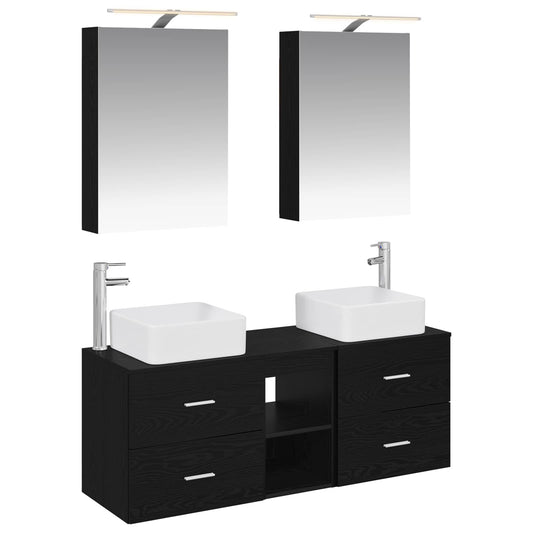 Bathroom Furniture Set 5 pcs Black Oak