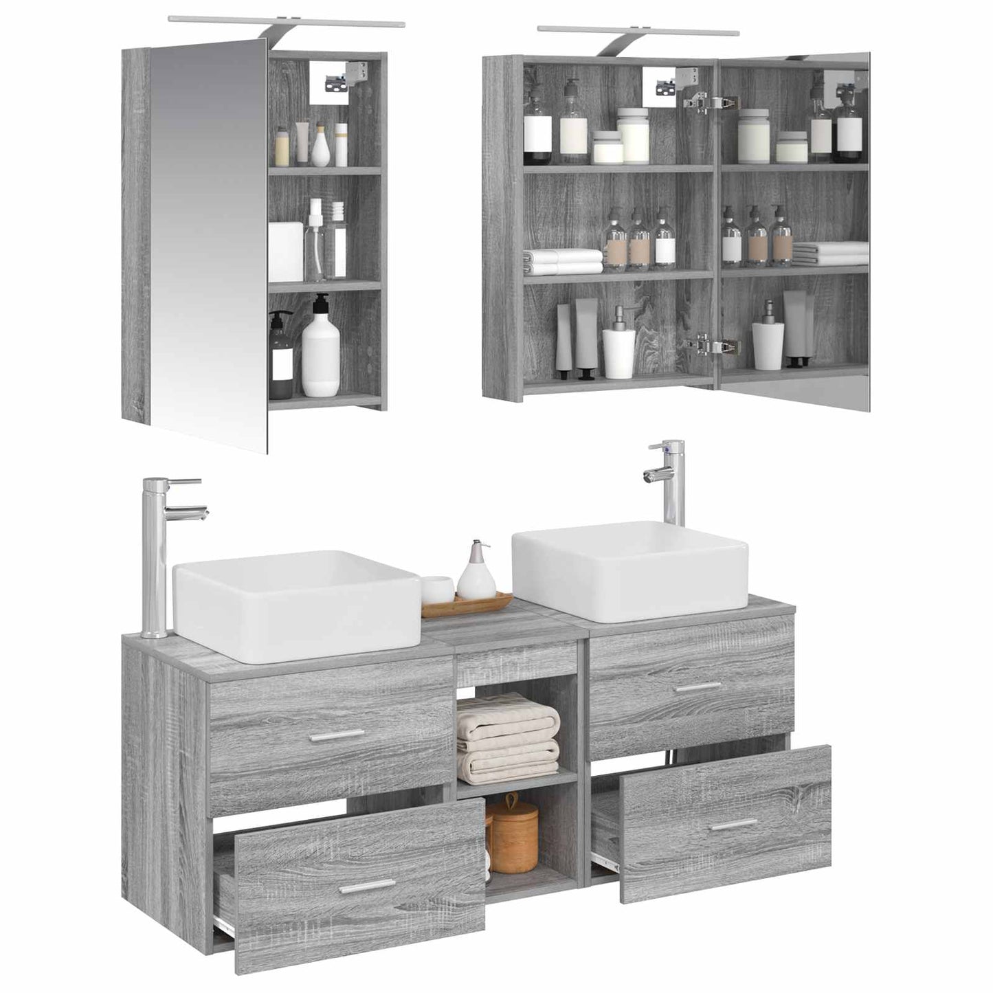Bathroom Furniture Set 5 pcs Grey Sonoma