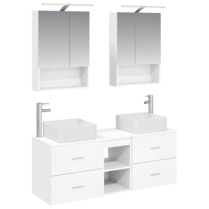 Bathroom Furniture Set 5 pcs White Engineered Wood and Glass