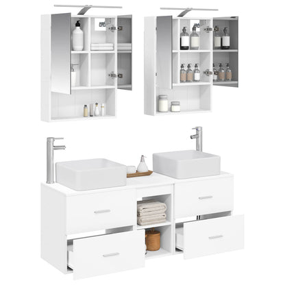 Bathroom Furniture Set 5 pcs White Engineered Wood and Glass