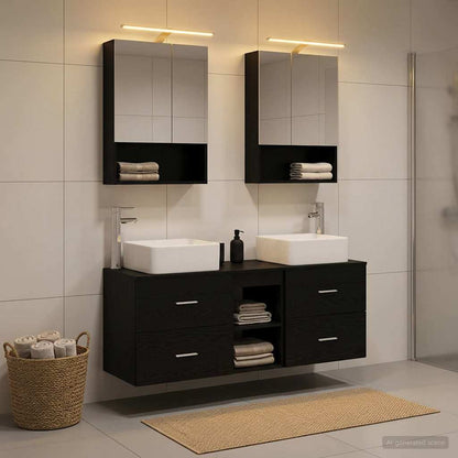 Bathroom Furniture Set 5 pcs Black Oak