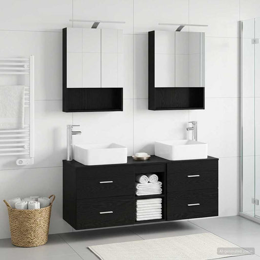 Bathroom Furniture Set 5 pcs Black Oak