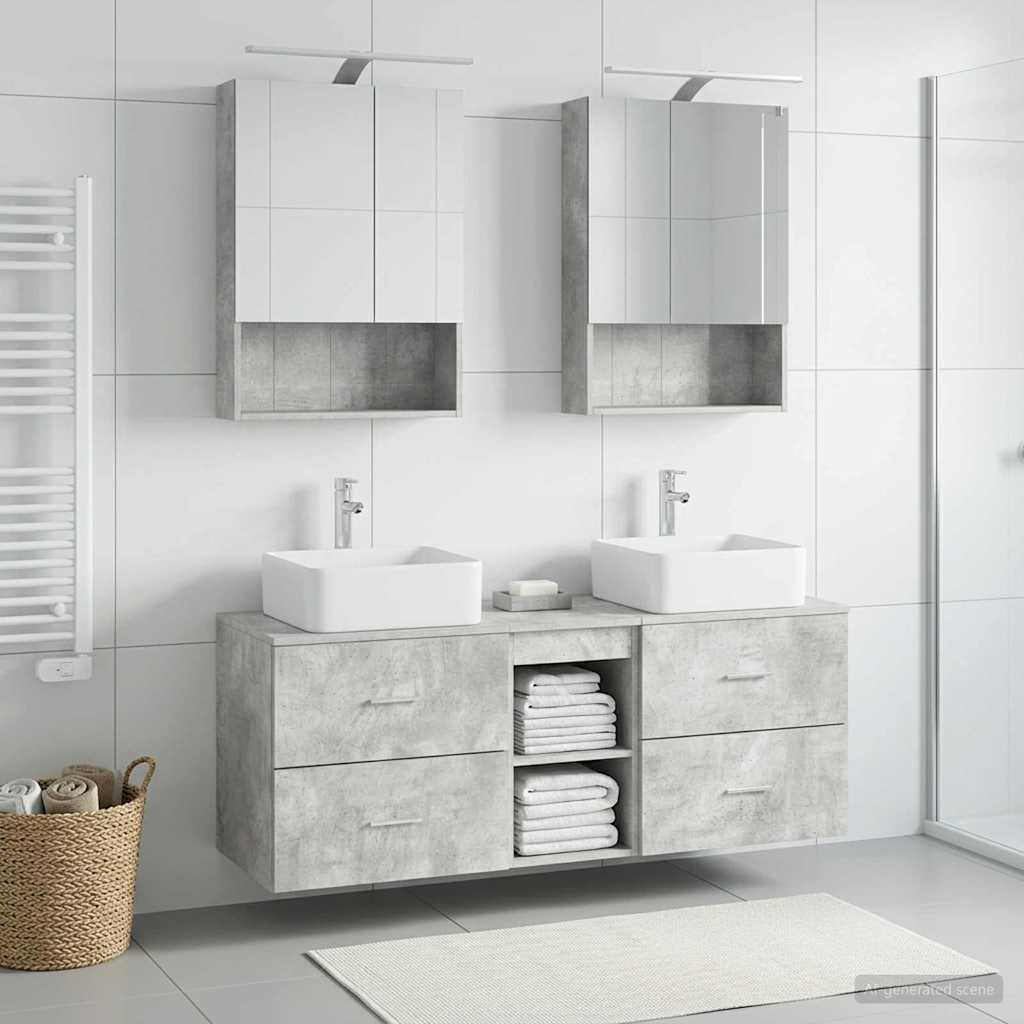 Bathroom Furniture Set 5 pcs Concrete Grey