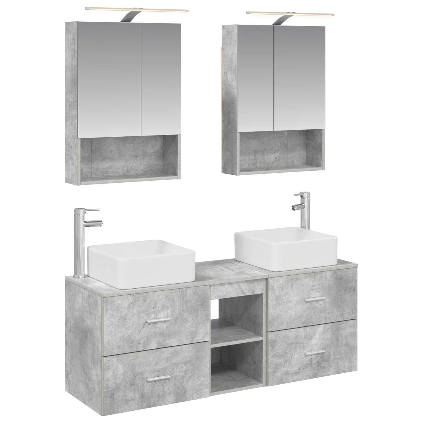 Bathroom Furniture Set 5 pcs Concrete Grey