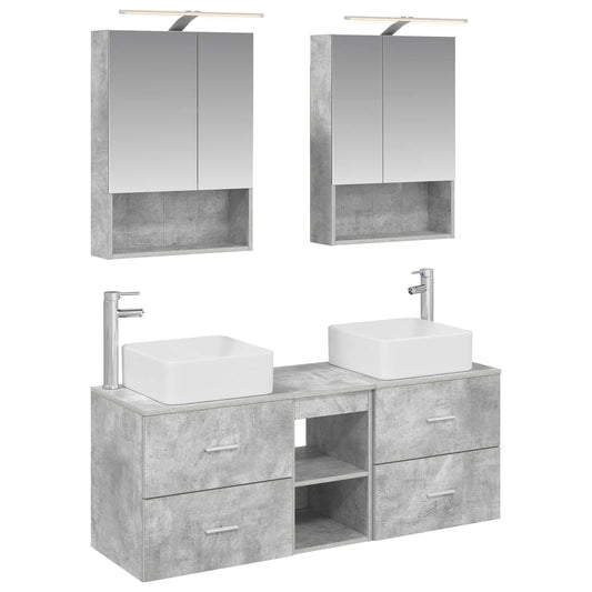 Bathroom Furniture Set 5 pcs Concrete Grey